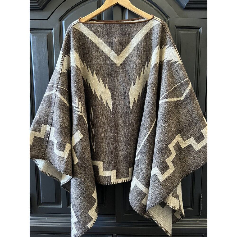 Vintage Ralph Lauren Country Blanket Poncho Navajo Wool Woven Southwestern OS